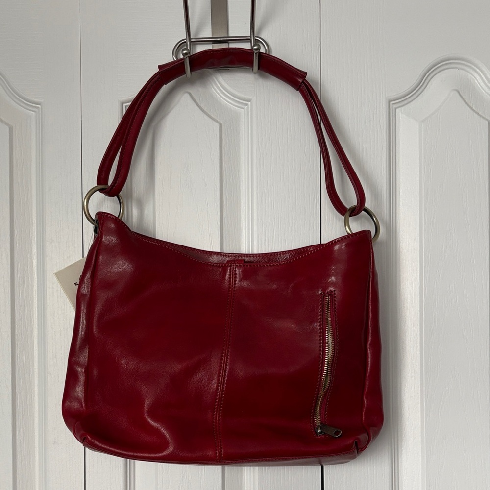 Gorgeous cherry red Italian made leather purse.
